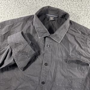 LE JEAN DE MARITHE FRANCOIS GIRBAUD SHIRT MENS 2XL EMBROIDERED CUFF BUTTON Y2K